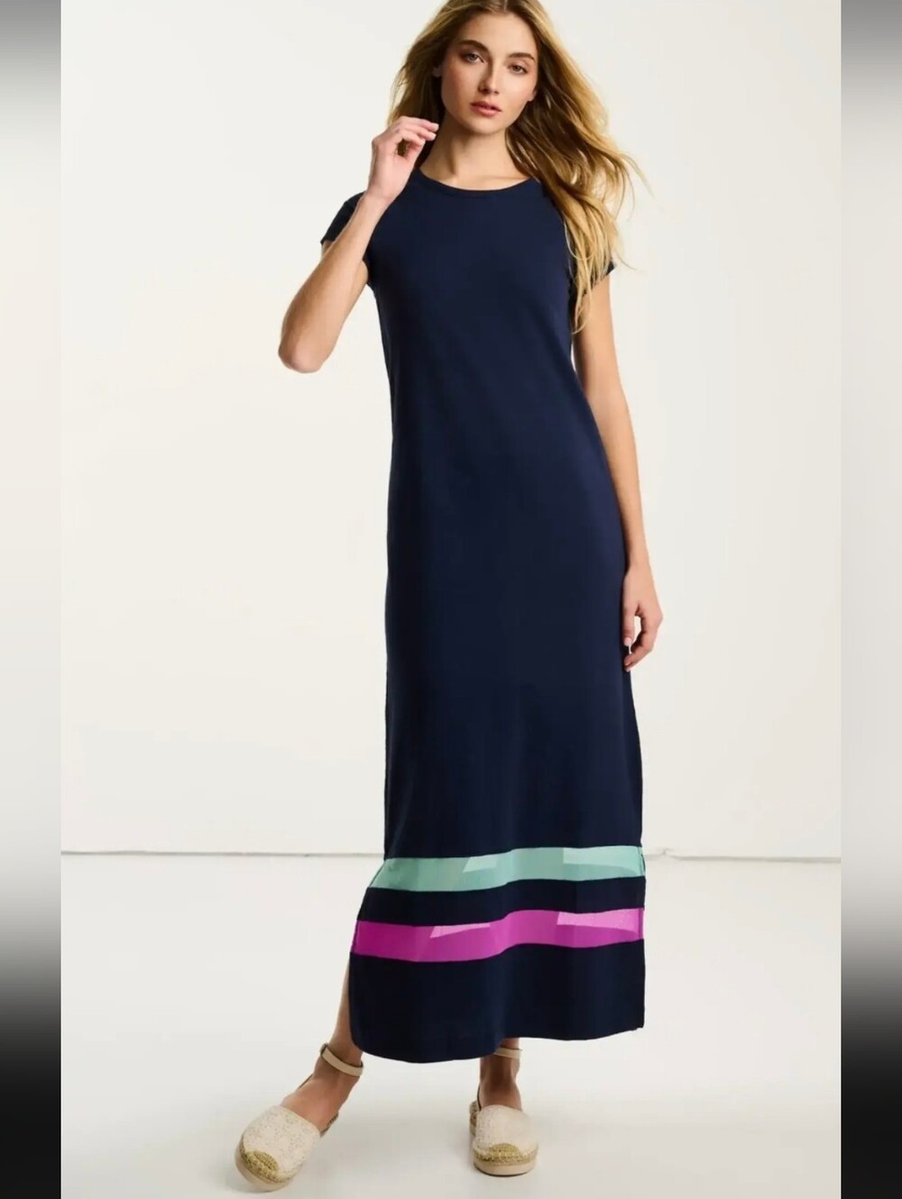 Lisa Todd MESHER DRESS Navy Maxi Dress with Colorblock Hem